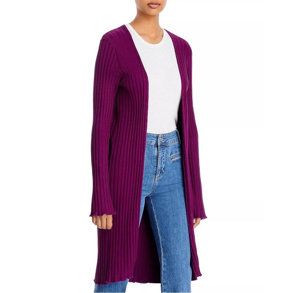 Simon miller rib limosa plum cardigan open front knit sweater